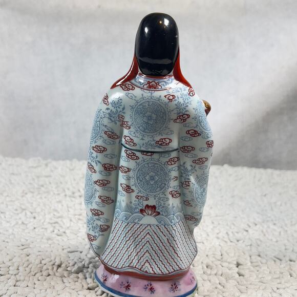 Chinese Famille Rose Porcelain Fu Lu Shou Figurine FU God Of Good Fortune 6.5" - Picture 4 of 15